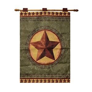 Southwestern Texas Star Tapestry Wall Hanging with Wood Rod  26x36" NWT